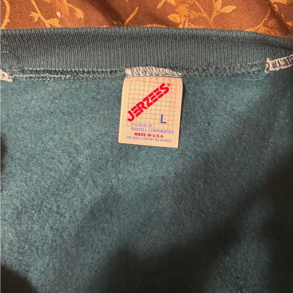 Vintage Jerzees Patchwork Patterned Button Up Swe… - image 2